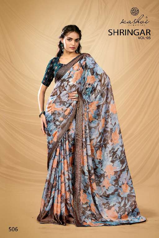 KASHVI CREATION SHRINGAR VOL-5 WHOLESALE BRASSO WITH FOIL PRINTING CASUAL SAREES