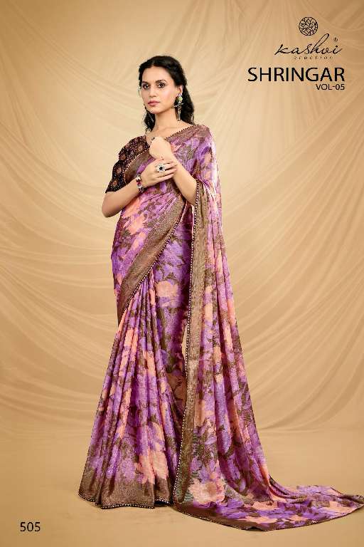 KASHVI CREATION SHRINGAR VOL-5 WHOLESALE BRASSO WITH FOIL PRINTING CASUAL SAREES