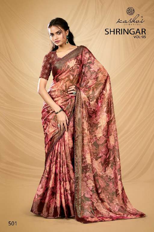 KASHVI CREATION SHRINGAR VOL-5 WHOLESALE BRASSO WITH FOIL PRINTING CASUAL SAREES
