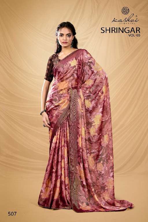 KASHVI CREATION SHRINGAR VOL-5 WHOLESALE BRASSO WITH FOIL PRINTING CASUAL SAREES