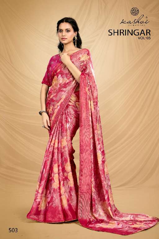KASHVI CREATION SHRINGAR VOL-5 WHOLESALE BRASSO WITH FOIL PRINTING CASUAL SAREES