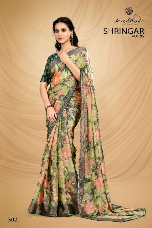 KASHVI CREATION SHRINGAR VOL-5 WHOLESALE BRASSO WITH FOIL PRINTING CASUAL SAREES