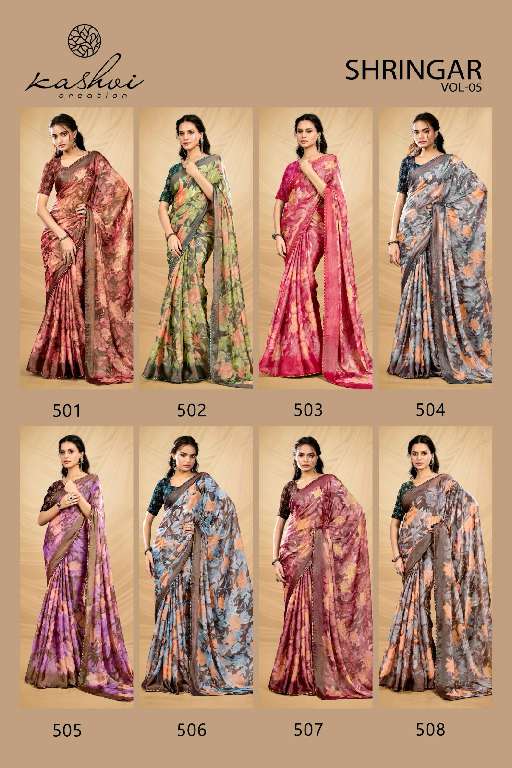 KASHVI CREATION SHRINGAR VOL-5 WHOLESALE BRASSO WITH FOIL PRINTING CASUAL SAREES