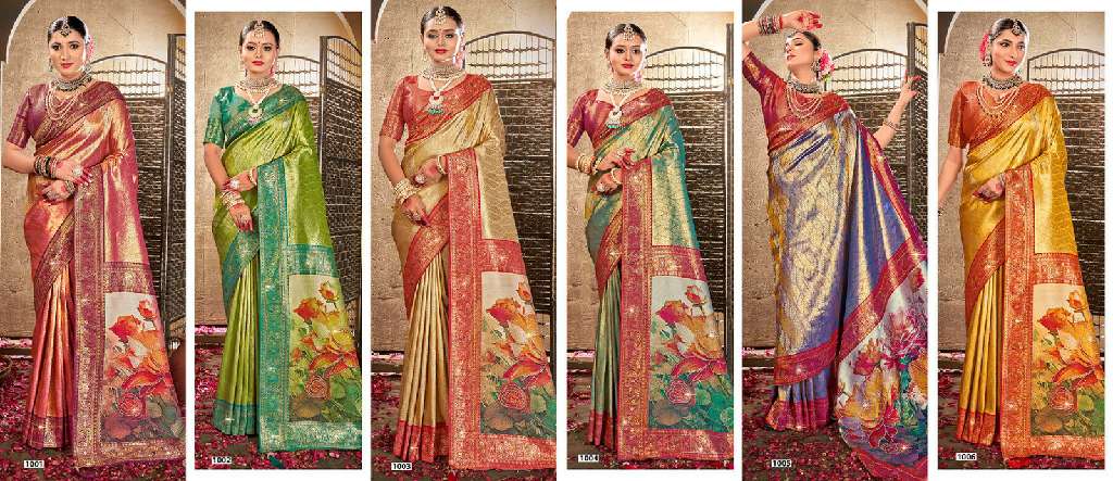 SAROJ SILVER JUBILEE VOL-1 WHOLESALE PREMIUM TISSUE SILK WITH SWAROSKI WORK FANCY SAREES