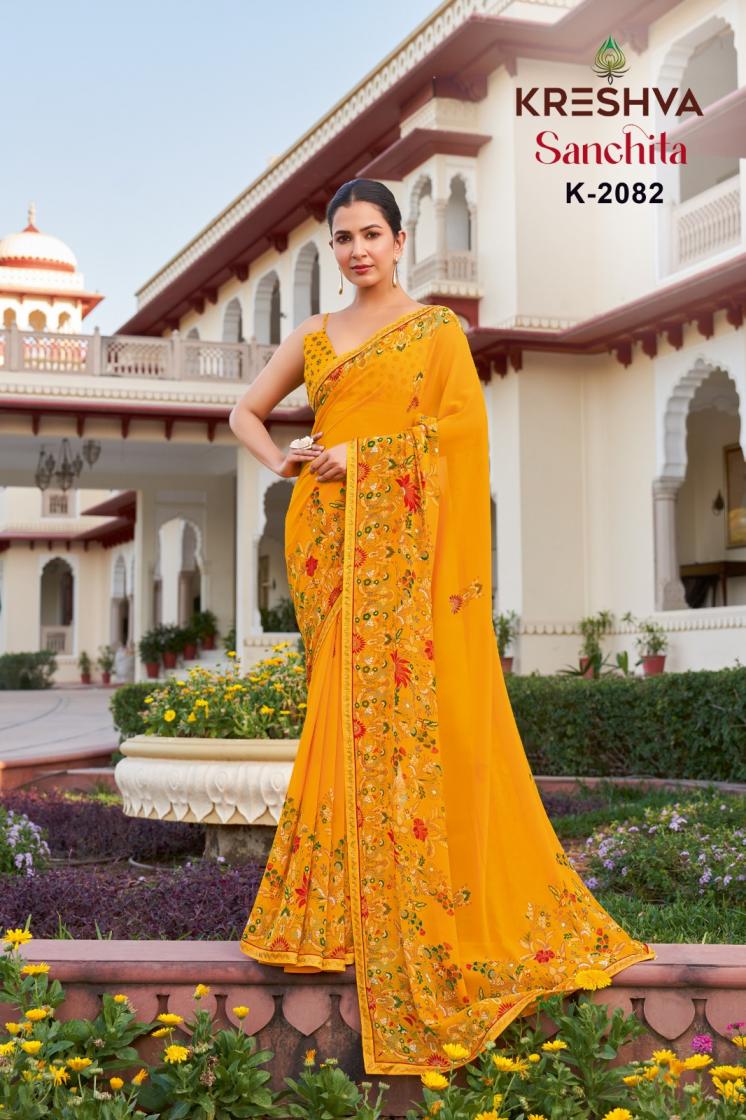 KRESHVA SANCHITA DANI GEORGETTE ETHNIC STYLE SAREE ONLINE