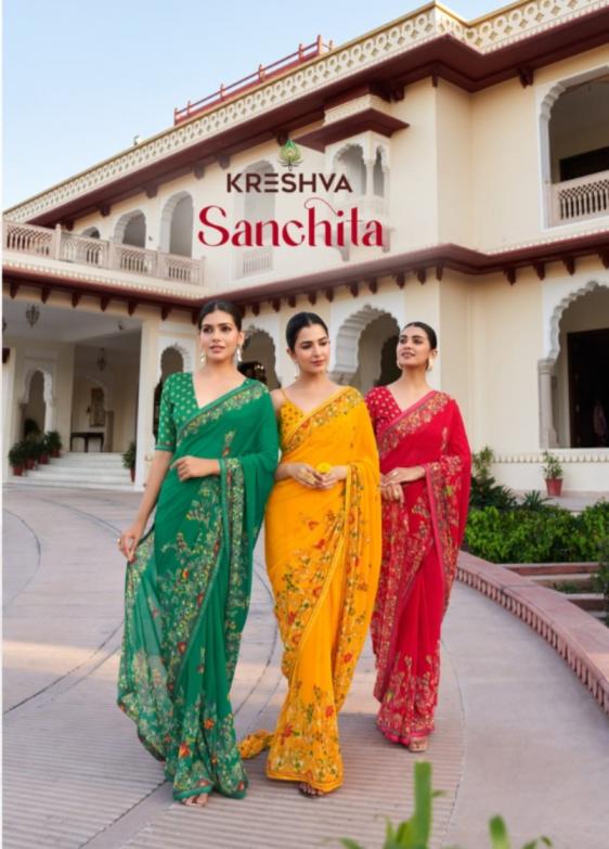 KRESHVA SANCHITA DANI GEORGETTE ETHNIC STYLE SAREE ONLINE