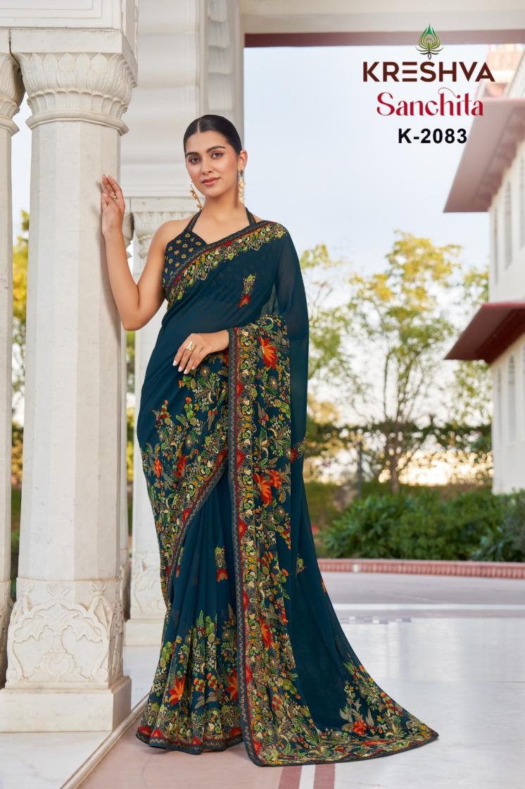 KRESHVA SANCHITA DANI GEORGETTE ETHNIC STYLE SAREE ONLINE