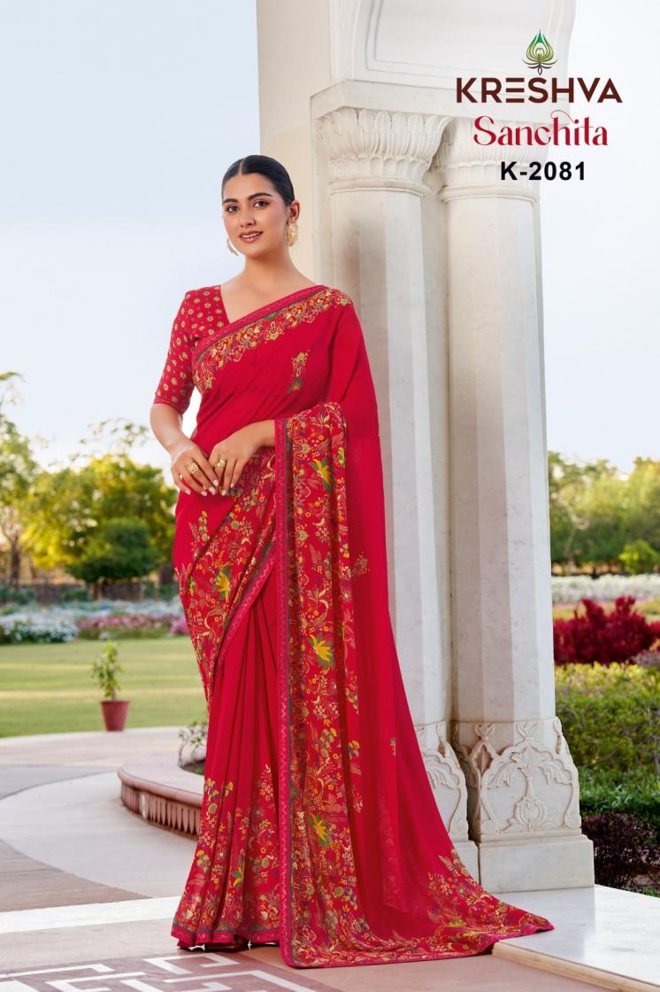 KRESHVA SANCHITA DANI GEORGETTE ETHNIC STYLE SAREE ONLINE