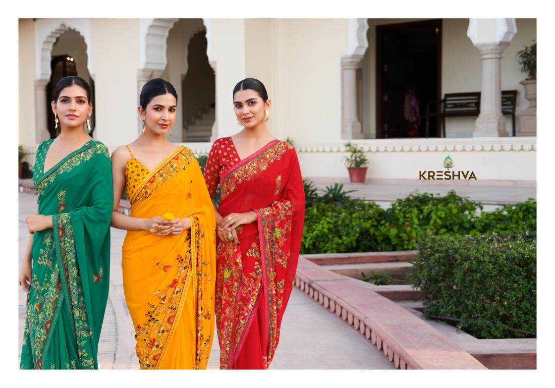 KRESHVA SANCHITA DANI GEORGETTE ETHNIC STYLE SAREE ONLINE