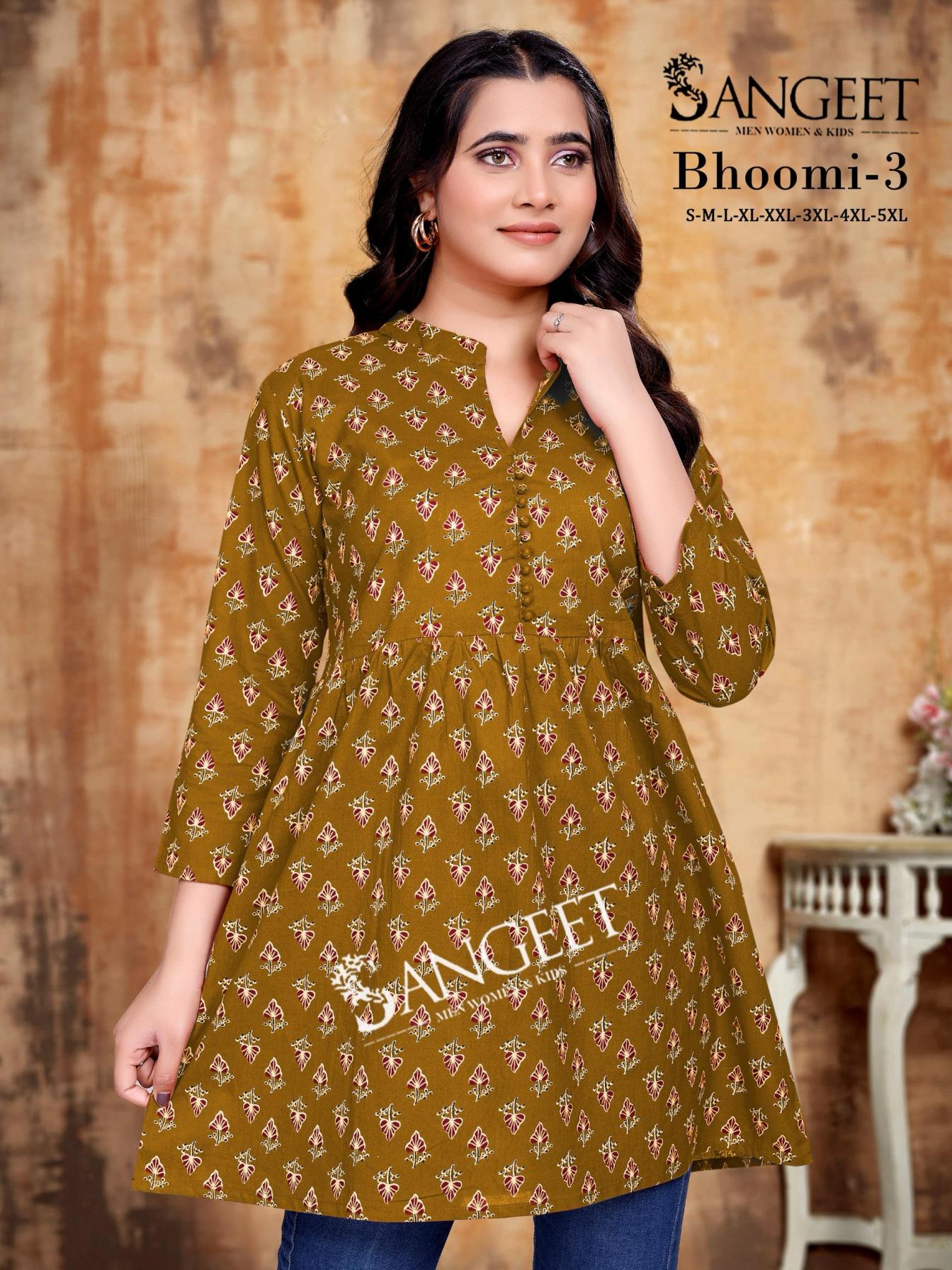 SANGEET BHOOMI VOL 3 COTTON PRINT READYMADE STYLISH BIG SIZE WESTERN TOPS