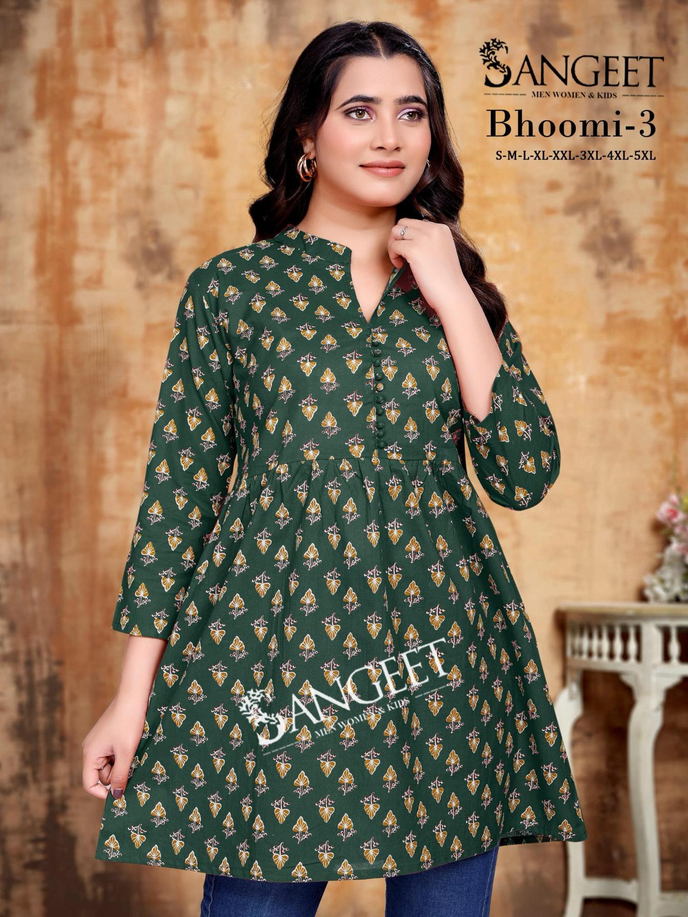 SANGEET BHOOMI VOL 3 COTTON PRINT READYMADE STYLISH BIG SIZE WESTERN TOPS