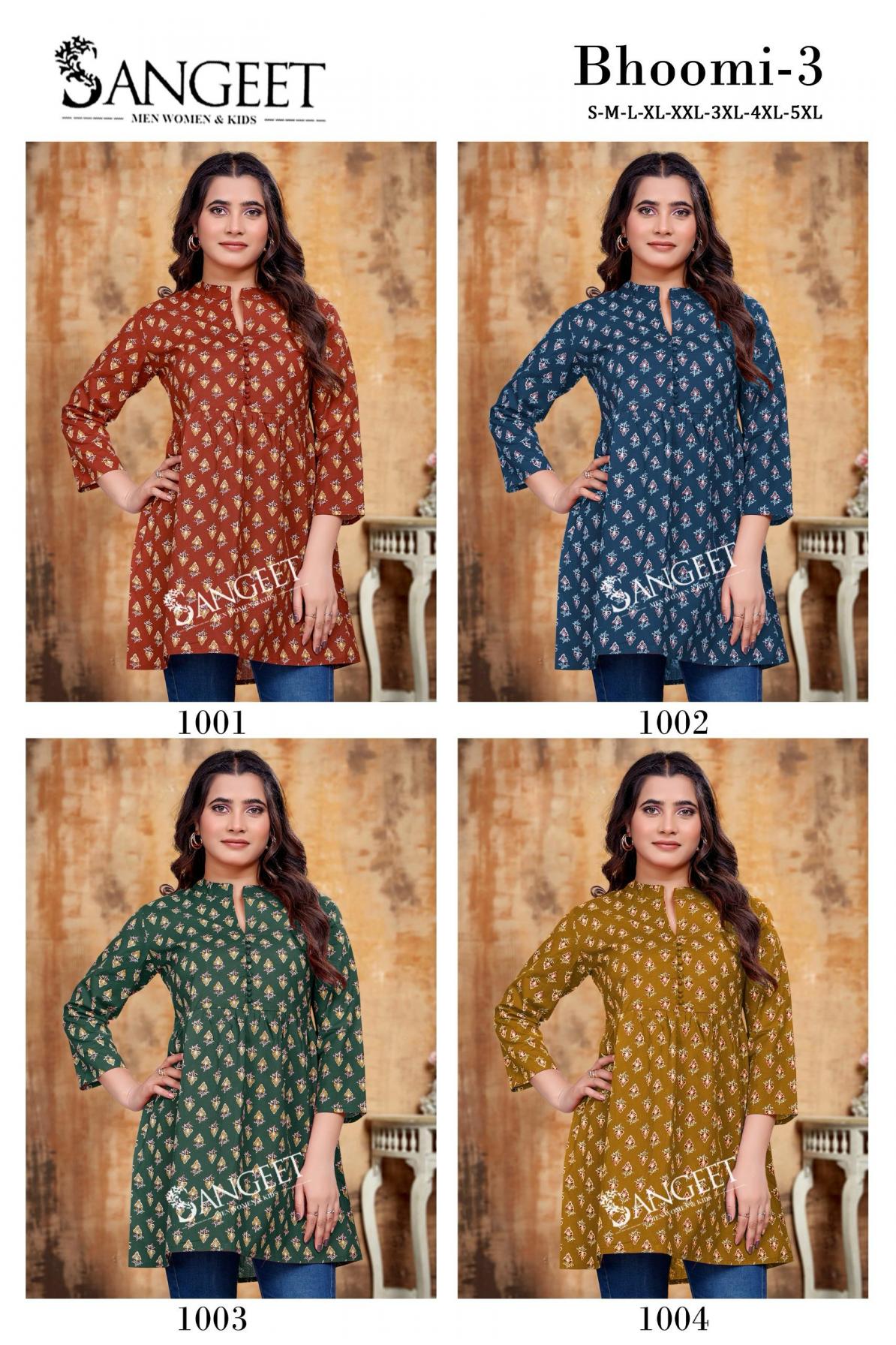 SANGEET BHOOMI VOL 3 COTTON PRINT READYMADE STYLISH BIG SIZE WESTERN TOPS