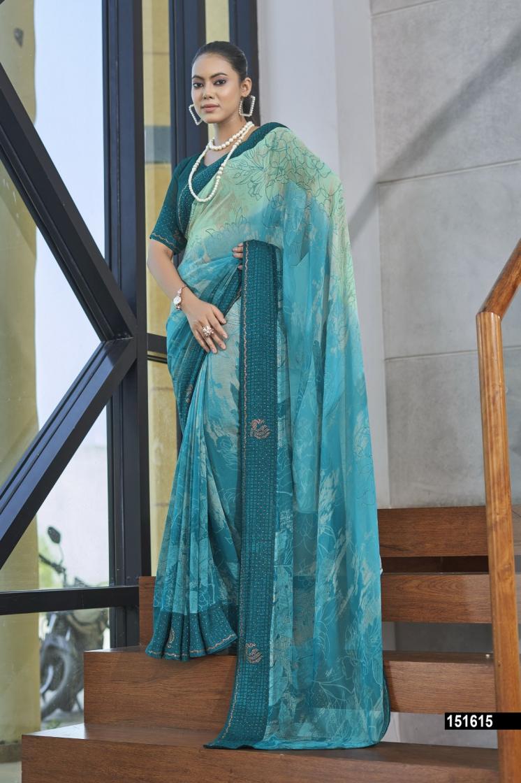 VALLABHI PRINT REVIKA GEORGETTE ELEGANCE SAREE WITH BLOUSE