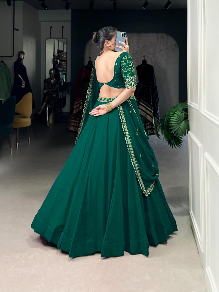 LNB 1447 GEORGETTE THREAD EMBRAIDED WEDDING WEAR STITCH LEHENGA UNSTITCH CHOLI