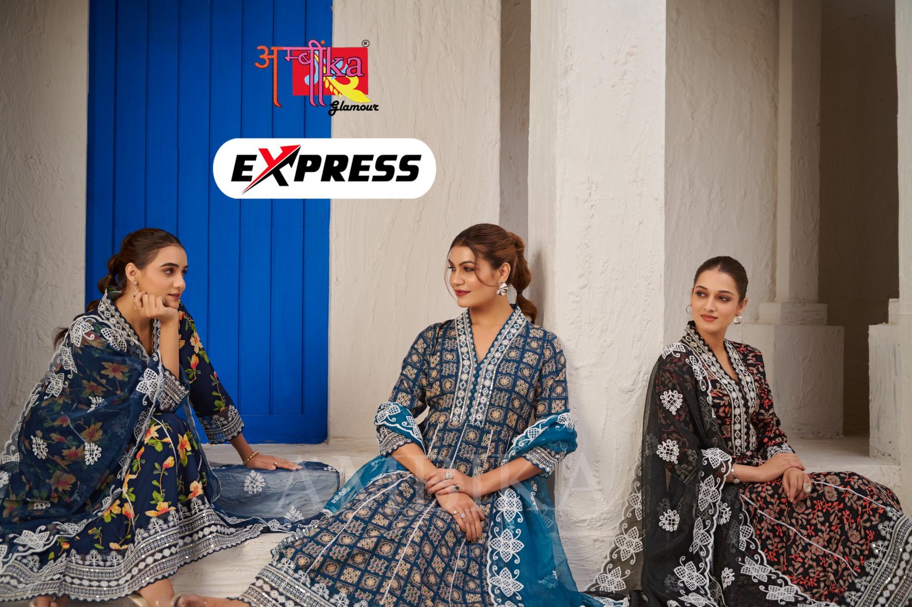 AMBIKA EXPRESS ETHNIC STYLE FULL STITCH RAYON COMBO SET 3PCS DRESS