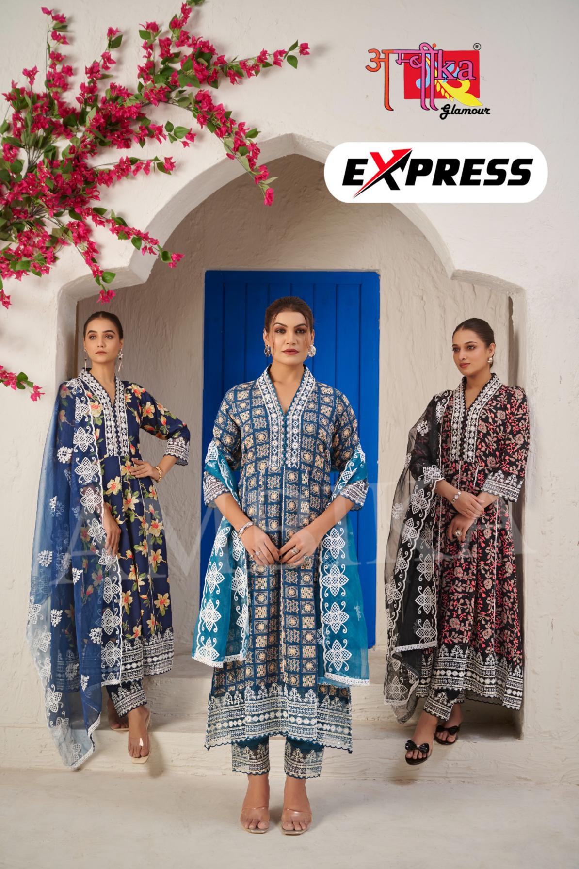 AMBIKA EXPRESS ETHNIC STYLE FULL STITCH RAYON COMBO SET 3PCS DRESS