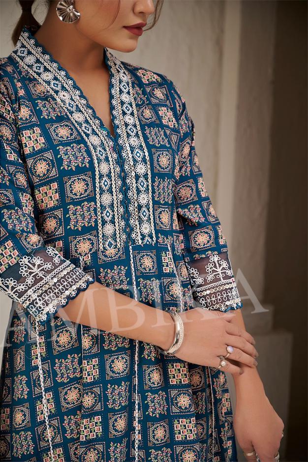 AMBIKA EXPRESS ETHNIC STYLE FULL STITCH RAYON COMBO SET 3PCS DRESS
