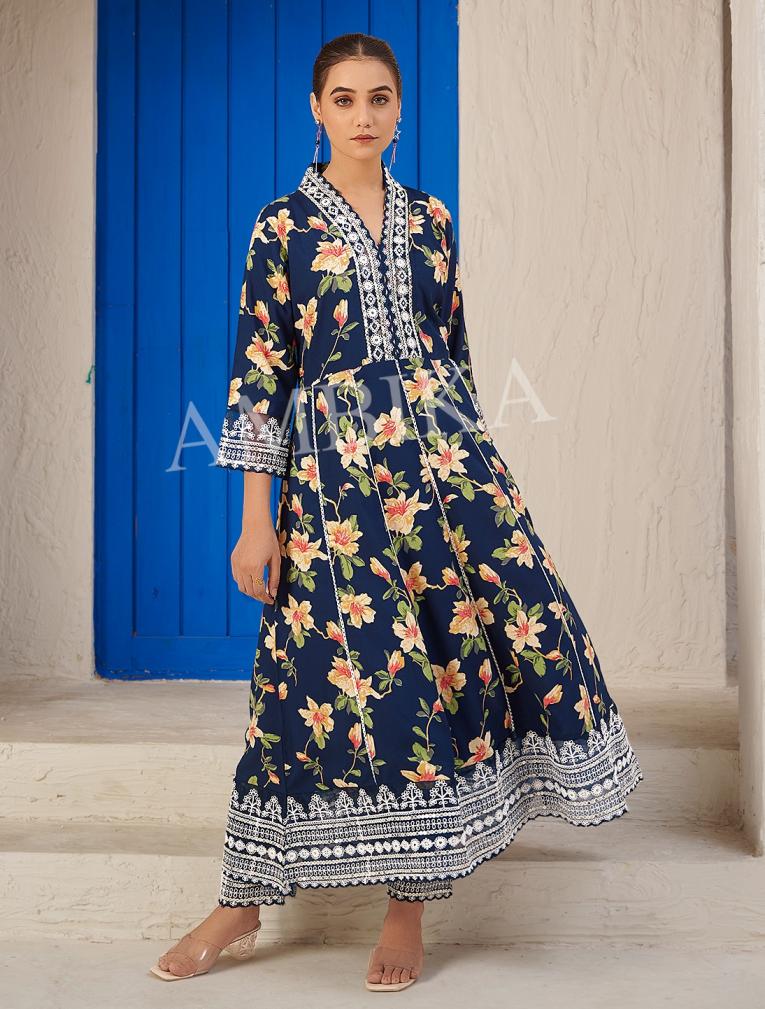 AMBIKA EXPRESS ETHNIC STYLE FULL STITCH RAYON COMBO SET 3PCS DRESS