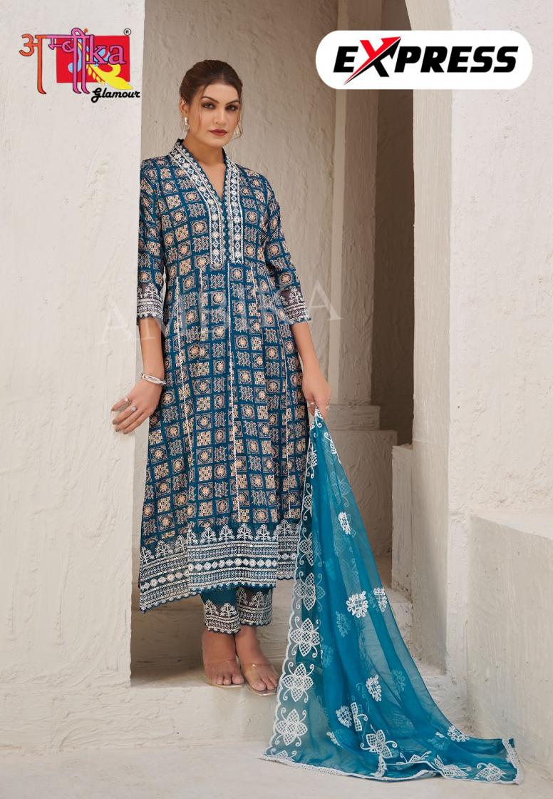 AMBIKA EXPRESS ETHNIC STYLE FULL STITCH RAYON COMBO SET 3PCS DRESS