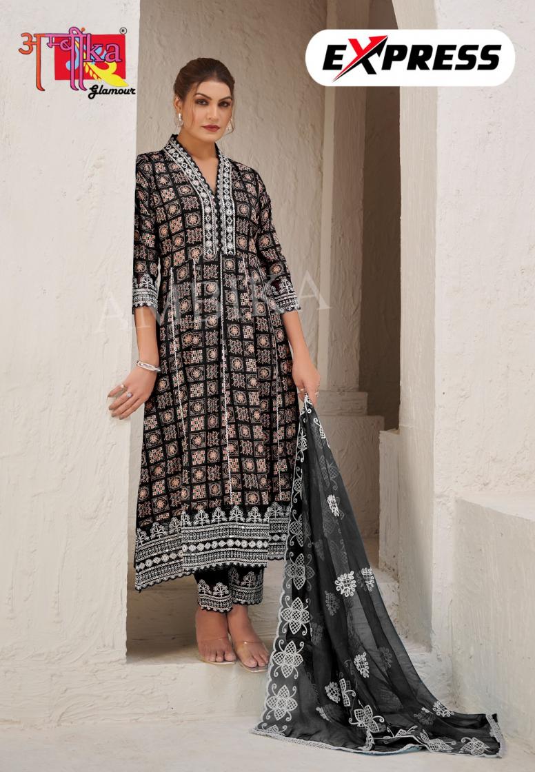 AMBIKA EXPRESS ETHNIC STYLE FULL STITCH RAYON COMBO SET 3PCS DRESS
