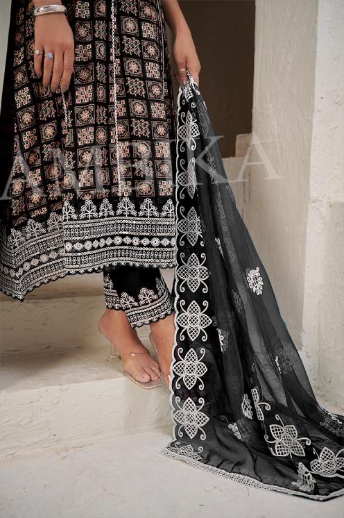 AMBIKA EXPRESS ETHNIC STYLE FULL STITCH RAYON COMBO SET 3PCS DRESS