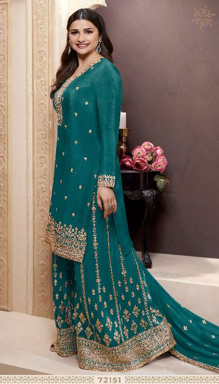 VINAY KULEESH SHANIA WHOLESALE HEAVY THREAD EMBROIDERED CHINON PARTY WEAR SUITS