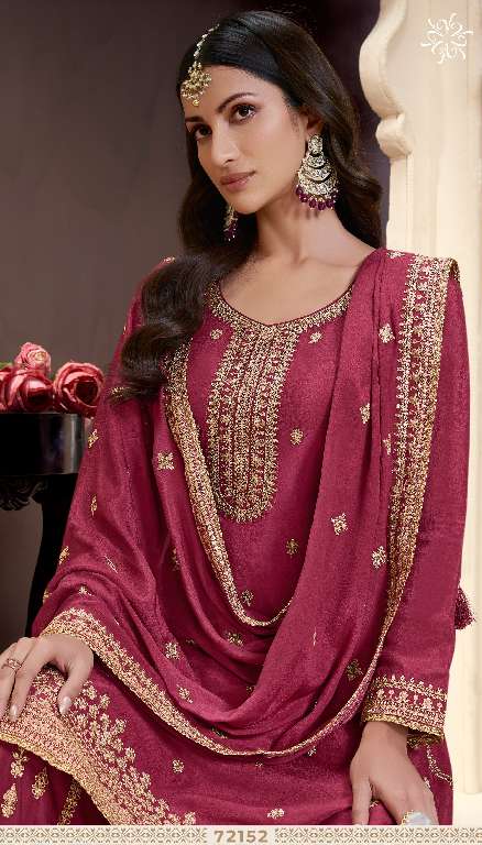 VINAY KULEESH SHANIA WHOLESALE HEAVY THREAD EMBROIDERED CHINON PARTY WEAR SUITS
