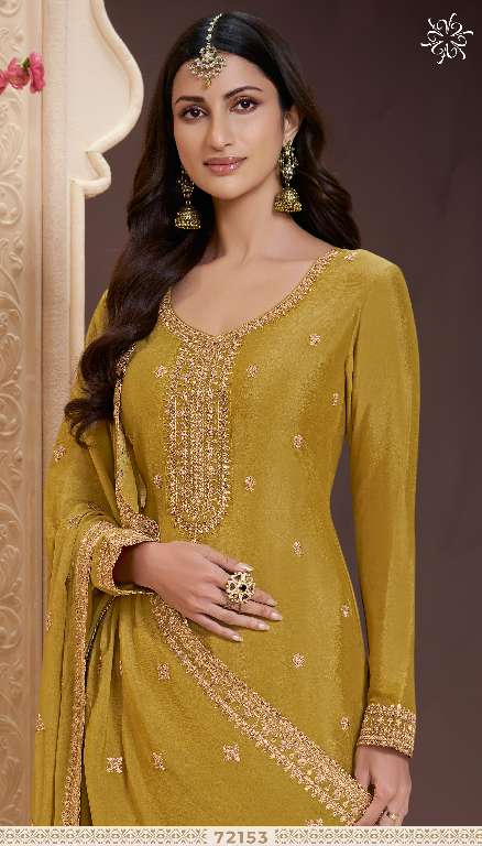 VINAY KULEESH SHANIA WHOLESALE HEAVY THREAD EMBROIDERED CHINON PARTY WEAR SUITS