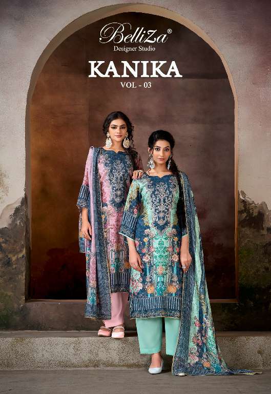 Belliza Kanika Vol-3 Wholesale Pure Viscose Muslin With Handwork Dress Material