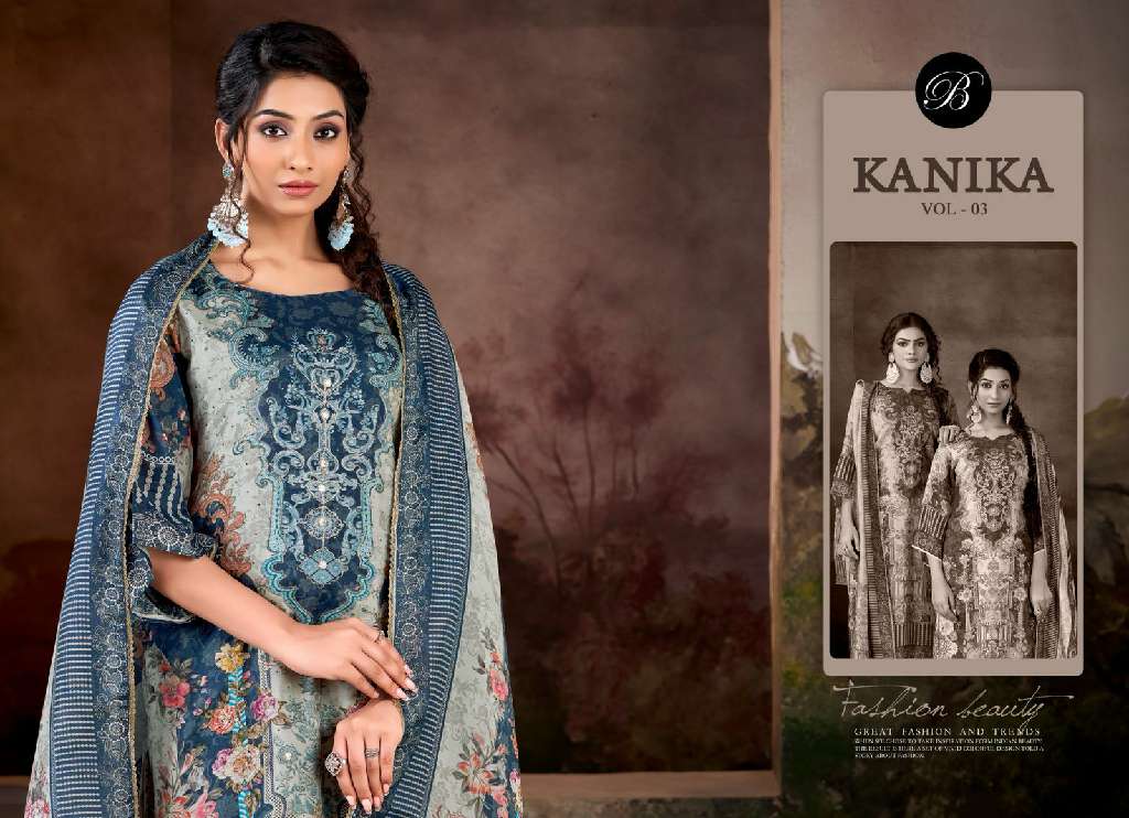 Belliza Kanika Vol-3 Wholesale Pure Viscose Muslin With Handwork Dress Material