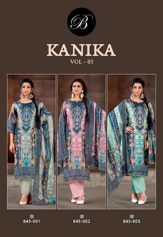 Belliza Kanika Vol-3 Wholesale Pure Viscose Muslin With Handwork Dress Material