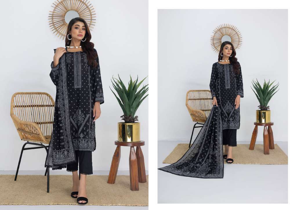 REGALIA SALINA BLACK AND WHITE CHAPTER 3 WHOLESALE LAWN ORIGINAL PAKISTANI SUITS