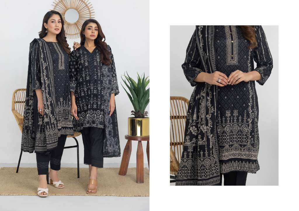 REGALIA SALINA BLACK AND WHITE CHAPTER 3 WHOLESALE LAWN ORIGINAL PAKISTANI SUITS