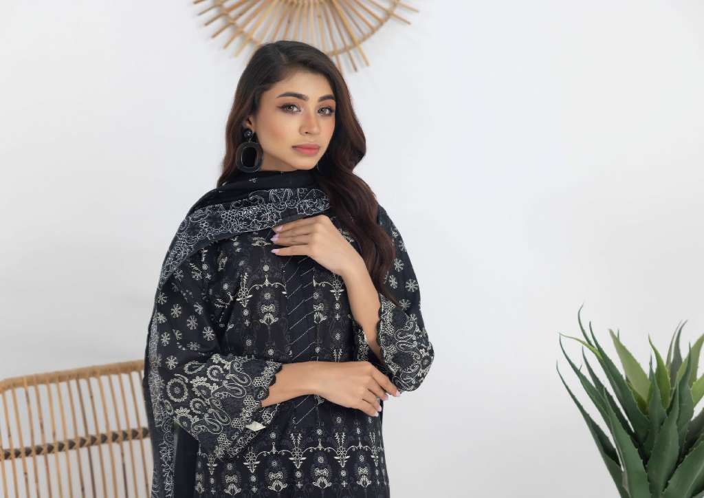 REGALIA SALINA BLACK AND WHITE CHAPTER 3 WHOLESALE LAWN ORIGINAL PAKISTANI SUITS