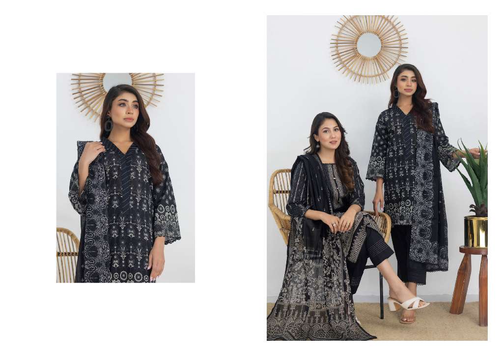 REGALIA SALINA BLACK AND WHITE CHAPTER 3 WHOLESALE LAWN ORIGINAL PAKISTANI SUITS