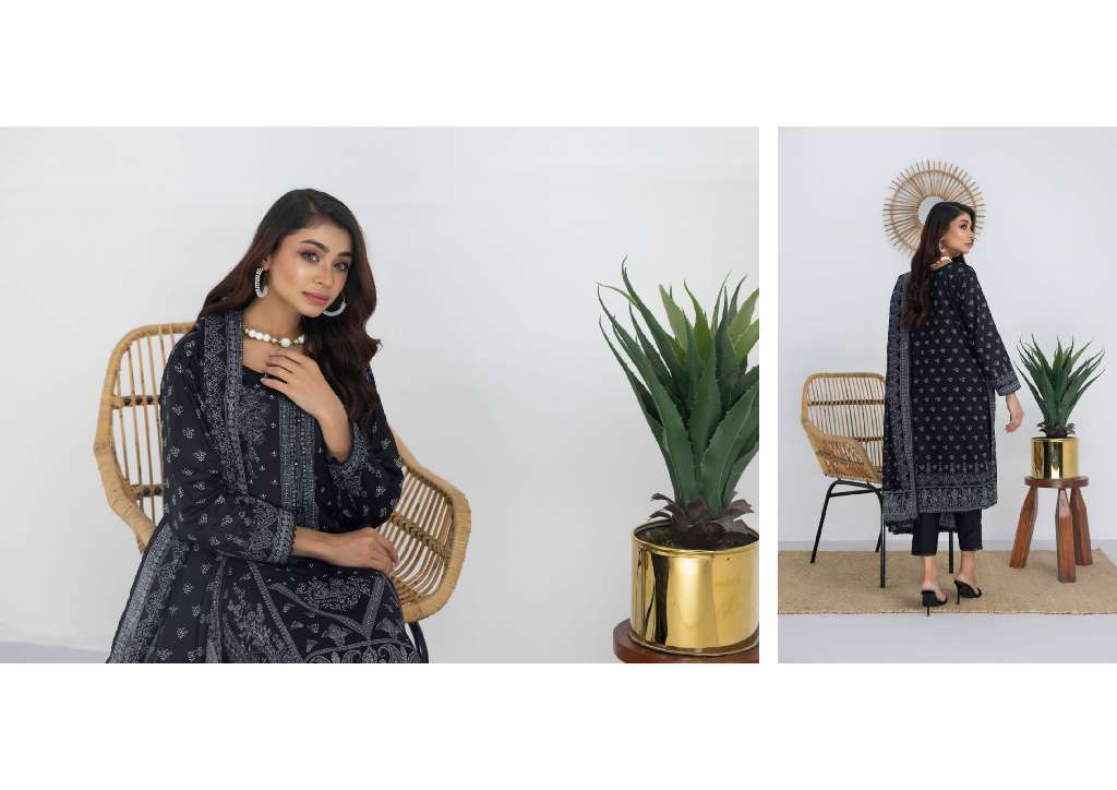 REGALIA SALINA BLACK AND WHITE CHAPTER 3 WHOLESALE LAWN ORIGINAL PAKISTANI SUITS