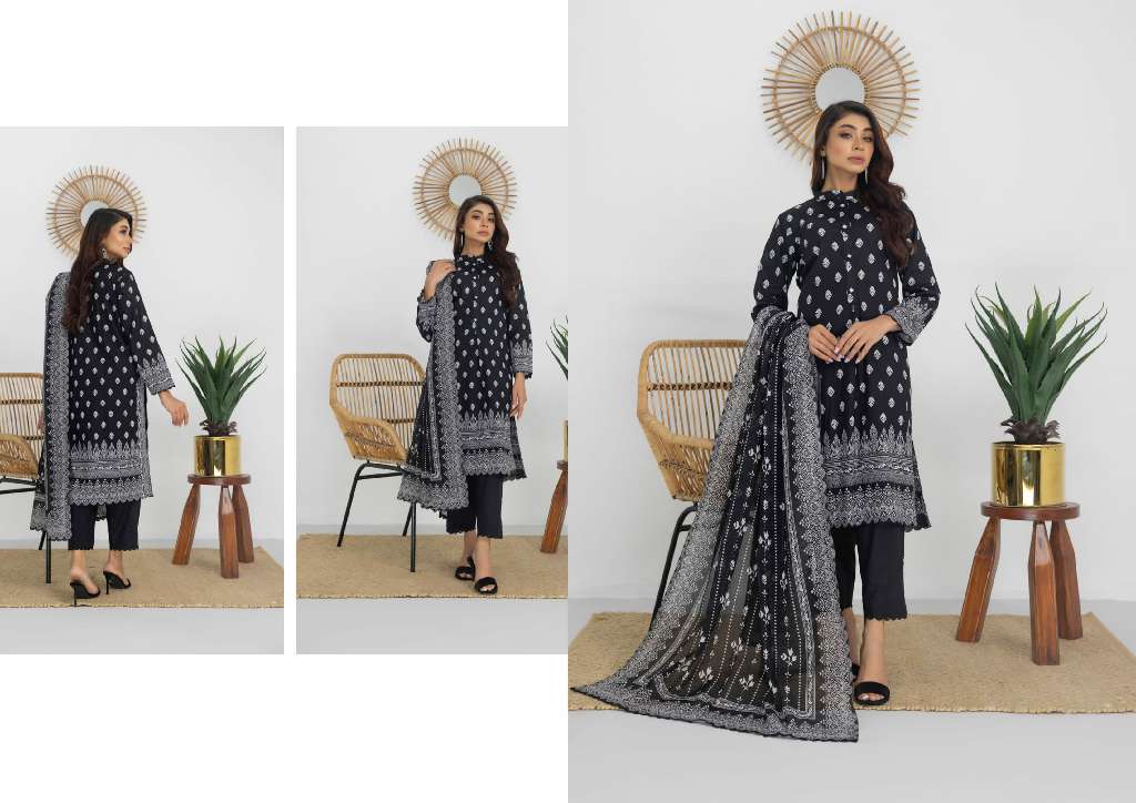 REGALIA SALINA BLACK AND WHITE CHAPTER 3 WHOLESALE LAWN ORIGINAL PAKISTANI SUITS