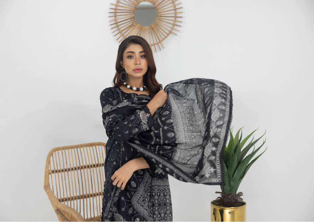 REGALIA SALINA BLACK AND WHITE CHAPTER 3 WHOLESALE LAWN ORIGINAL PAKISTANI SUITS