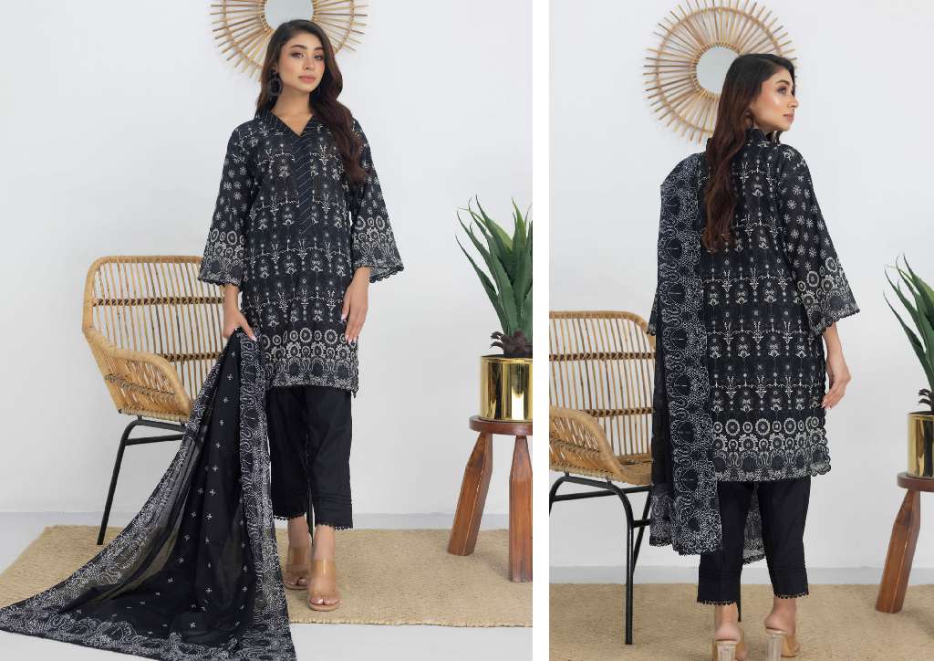 REGALIA SALINA BLACK AND WHITE CHAPTER 3 WHOLESALE LAWN ORIGINAL PAKISTANI SUITS