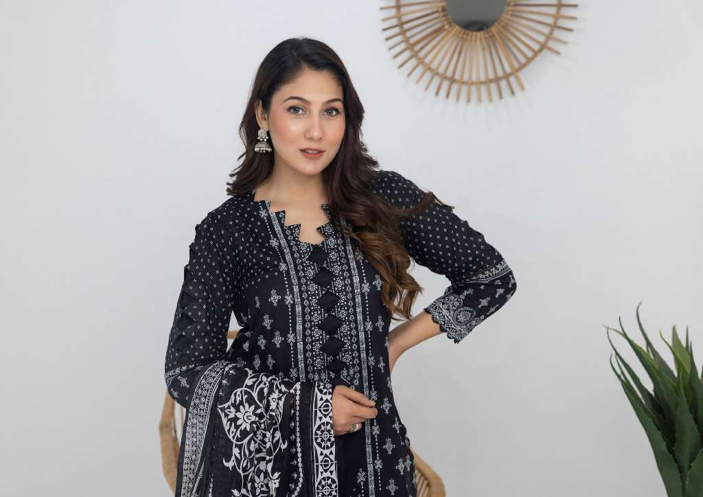 REGALIA SALINA BLACK AND WHITE CHAPTER 3 WHOLESALE LAWN ORIGINAL PAKISTANI SUITS