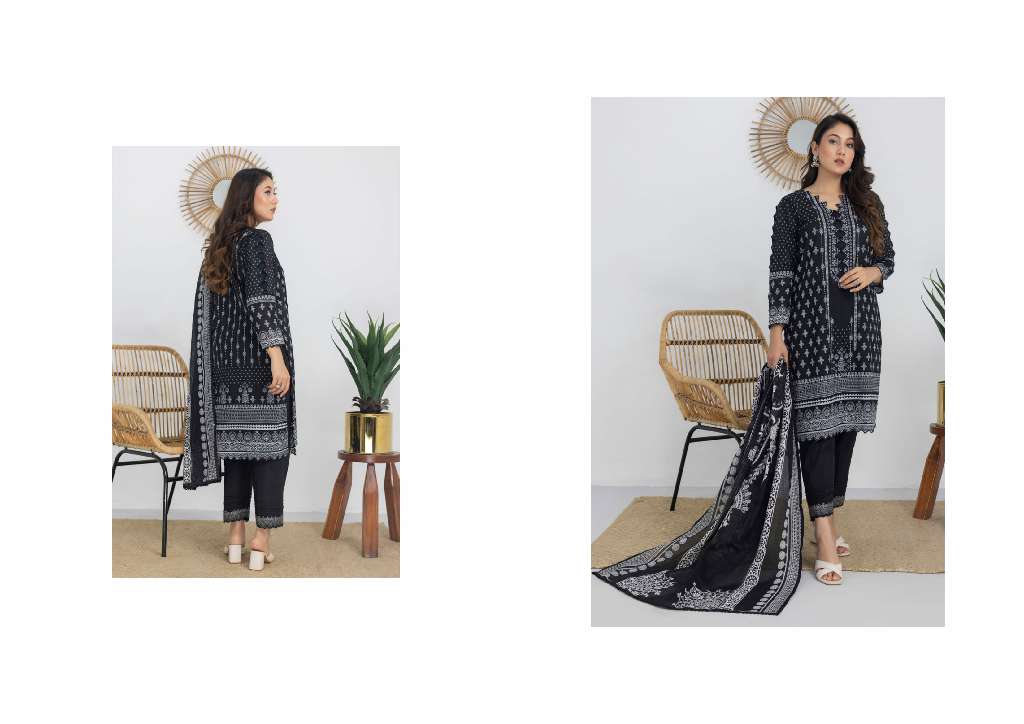 REGALIA SALINA BLACK AND WHITE CHAPTER 3 WHOLESALE LAWN ORIGINAL PAKISTANI SUITS