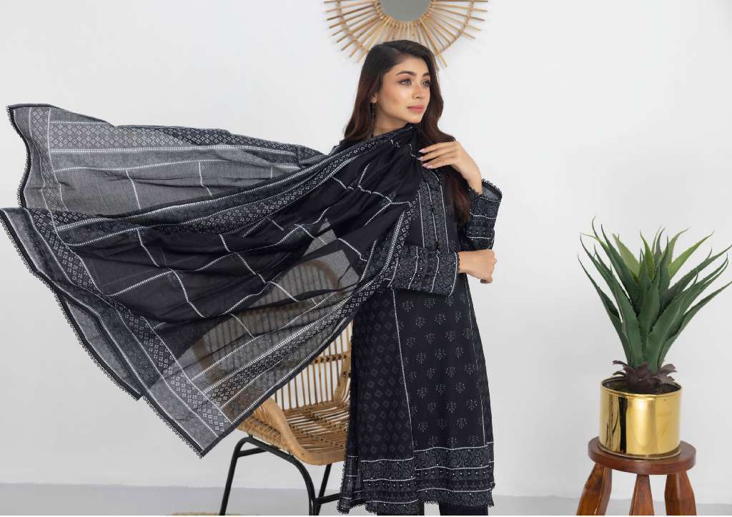 REGALIA SALINA BLACK AND WHITE CHAPTER 3 WHOLESALE LAWN ORIGINAL PAKISTANI SUITS