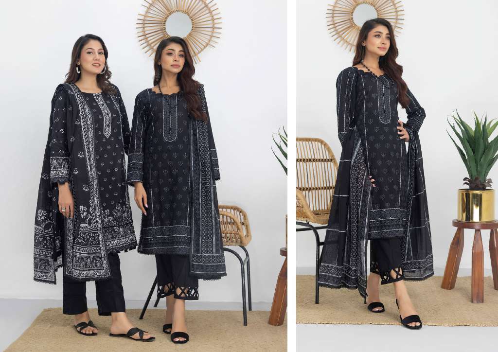 REGALIA SALINA BLACK AND WHITE CHAPTER 3 WHOLESALE LAWN ORIGINAL PAKISTANI SUITS