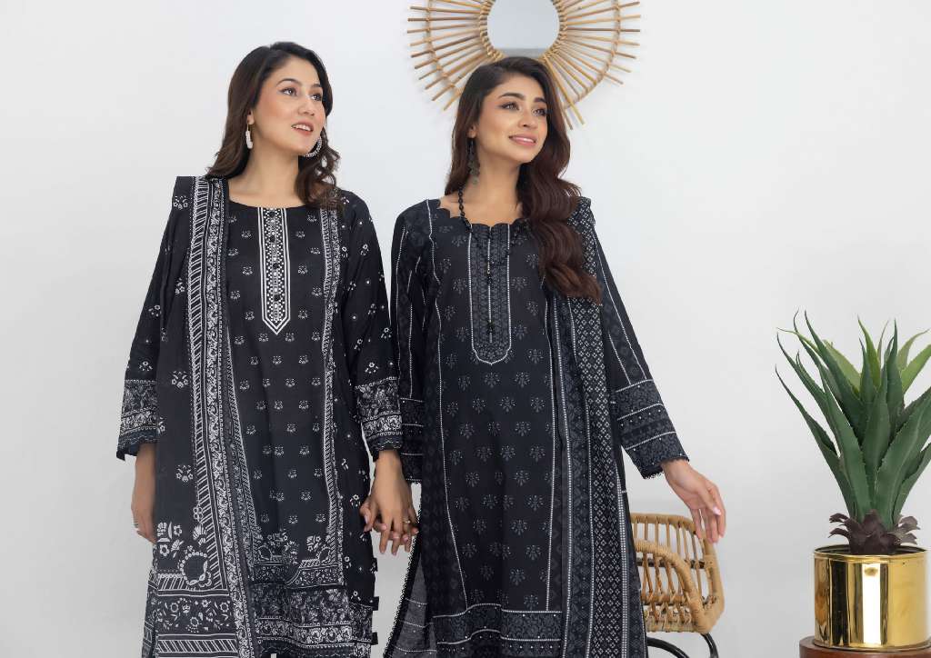 REGALIA SALINA BLACK AND WHITE CHAPTER 3 WHOLESALE LAWN ORIGINAL PAKISTANI SUITS