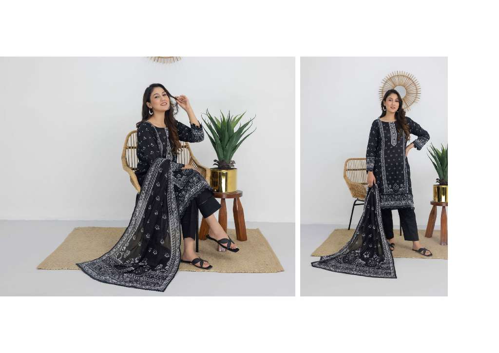 REGALIA SALINA BLACK AND WHITE CHAPTER 3 WHOLESALE LAWN ORIGINAL PAKISTANI SUITS