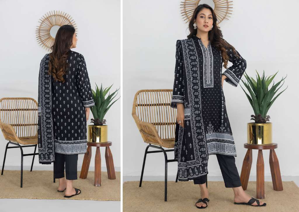 REGALIA SALINA BLACK AND WHITE CHAPTER 3 WHOLESALE LAWN ORIGINAL PAKISTANI SUITS