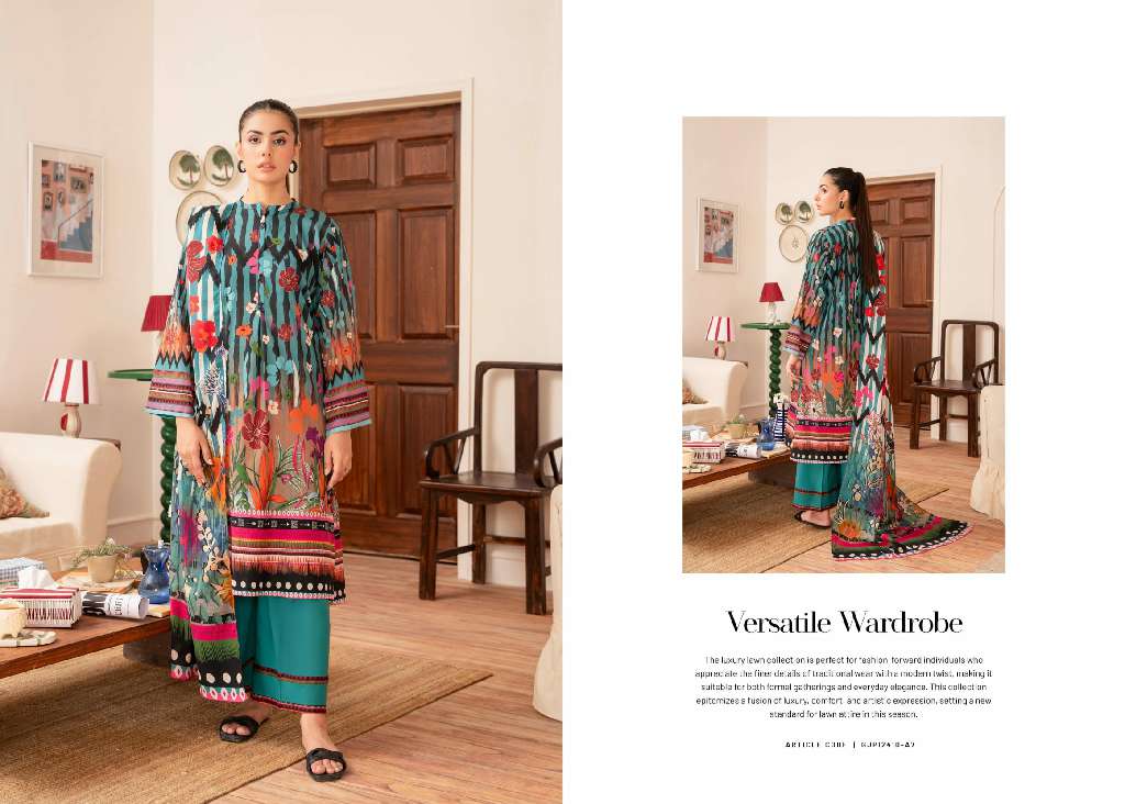 POPPIN UNSTITCHED 3 PCS  WHOLESALE LAWN PRINT SEASON FOR SUMMER ORIGINAL PAKISTANI SUITS