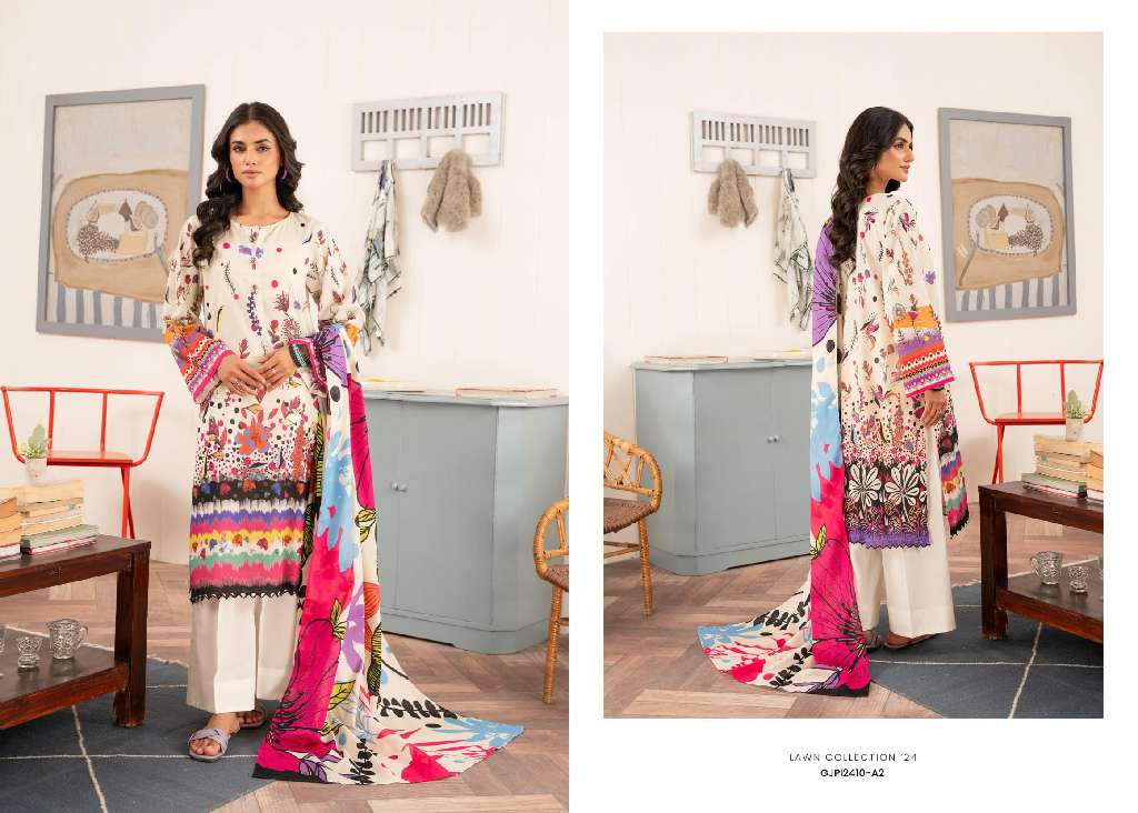 POPPIN UNSTITCHED 3 PCS  WHOLESALE LAWN PRINT SEASON FOR SUMMER ORIGINAL PAKISTANI SUITS