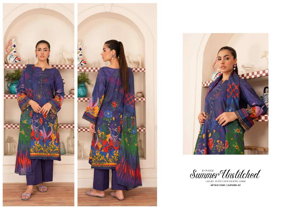 POPPIN UNSTITCHED 3 PCS  WHOLESALE LAWN PRINT SEASON FOR SUMMER ORIGINAL PAKISTANI SUITS