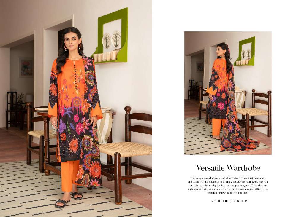 POPPIN UNSTITCHED 3 PCS  WHOLESALE LAWN PRINT SEASON FOR SUMMER ORIGINAL PAKISTANI SUITS